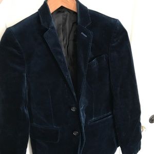 Boys Ludlow Velvet Blazer in Dark Pacific Size 12